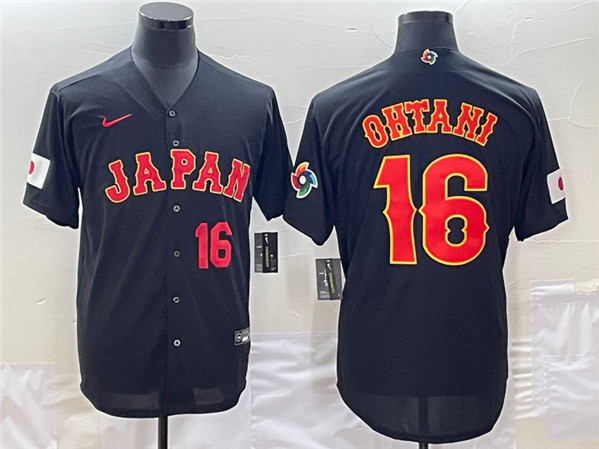 Men's Japan Baseball #16 Shohei Ohtani 2023 Black World Baseball Classic Stitched Jersey